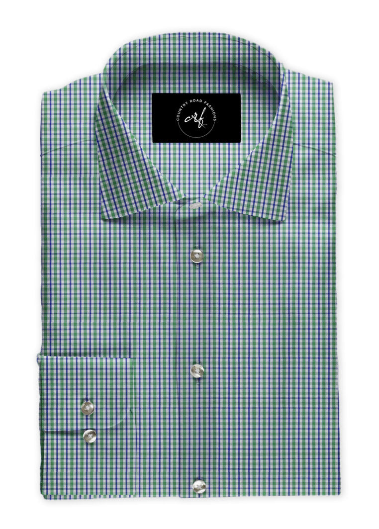 Multi Green & Blue Check Shirt
