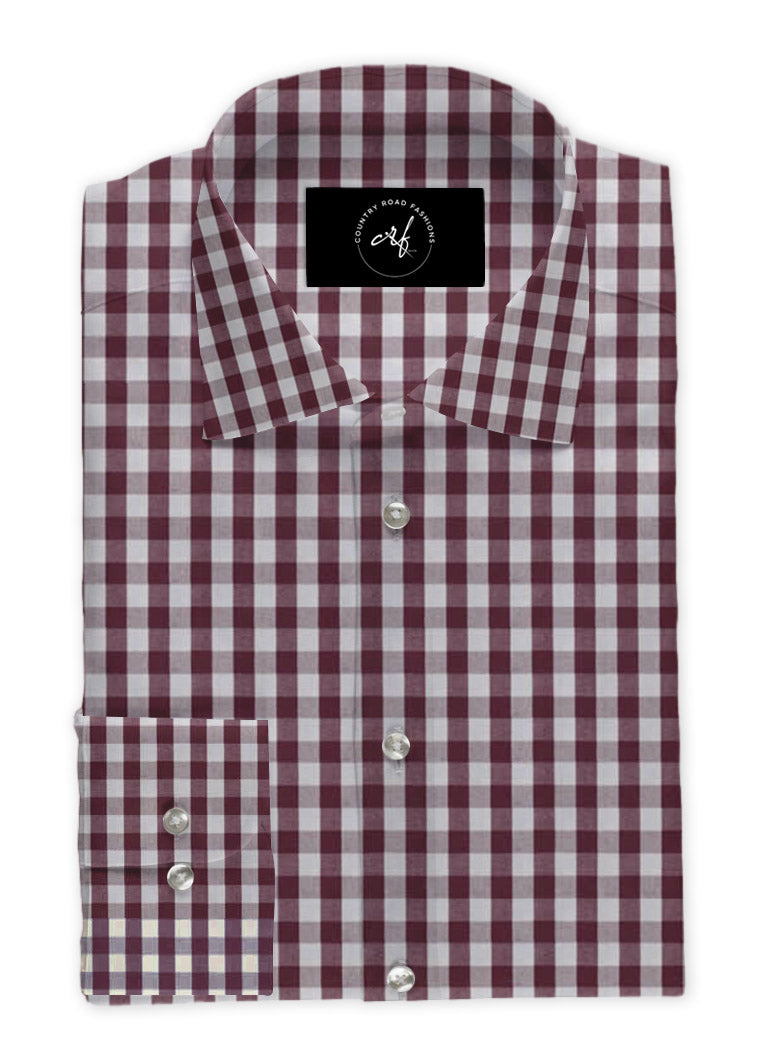 Dark Maroon Check Shirt