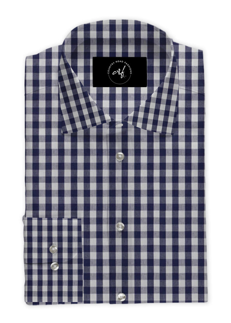 Dark Navy Blue Check Shirt