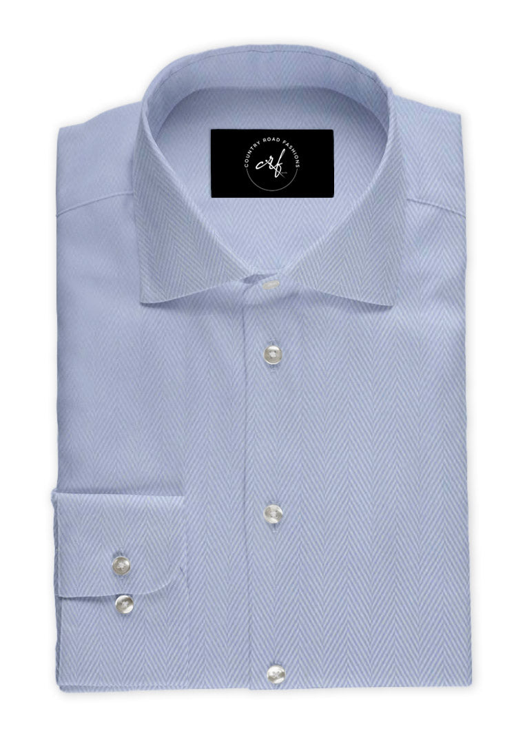 Sky Blue Herringbone Shirt