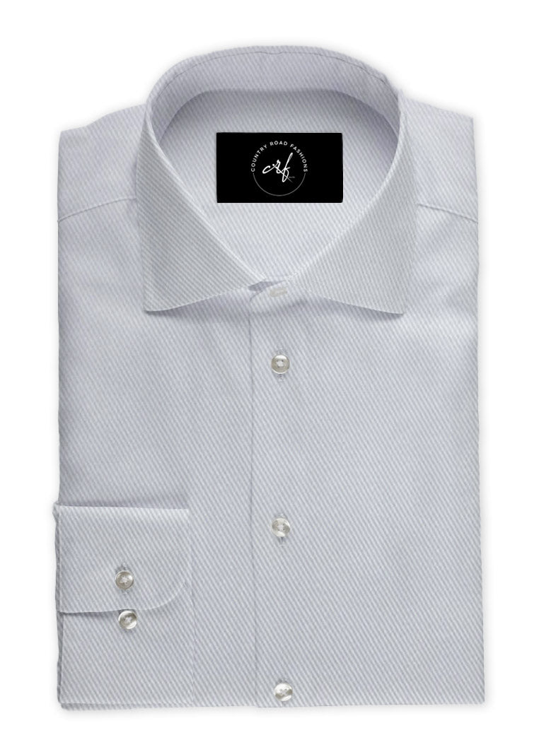 White Diagonal Twill Shirt
