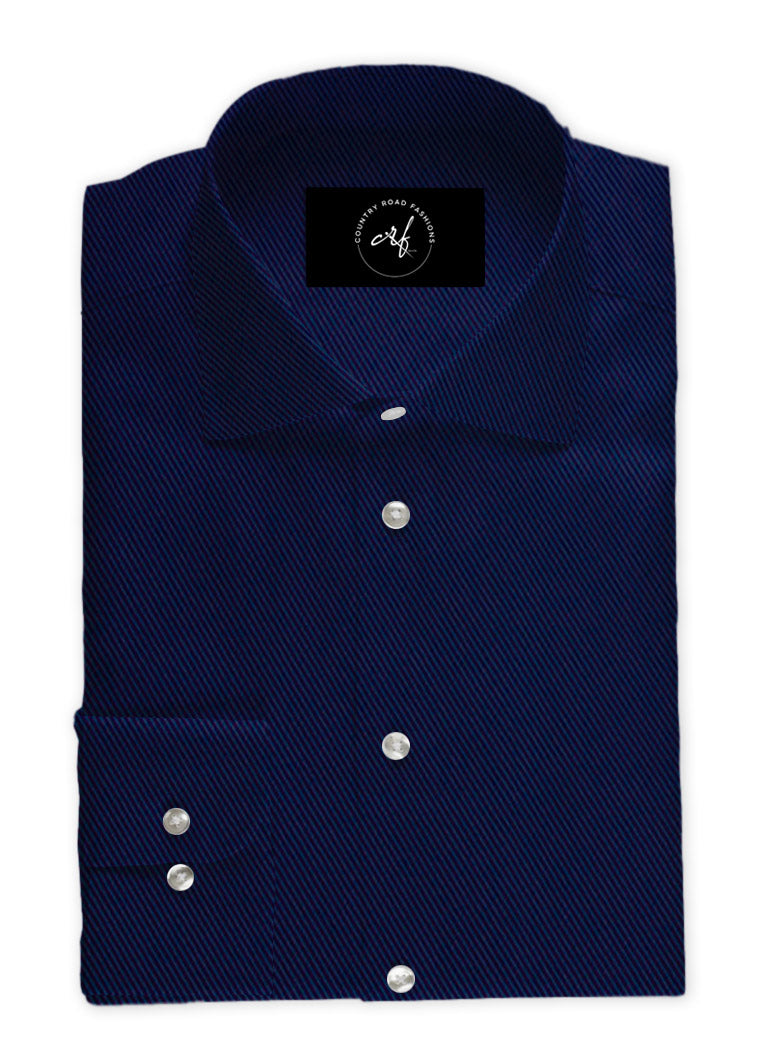 Navy Blue Diagonal Twill Shirt