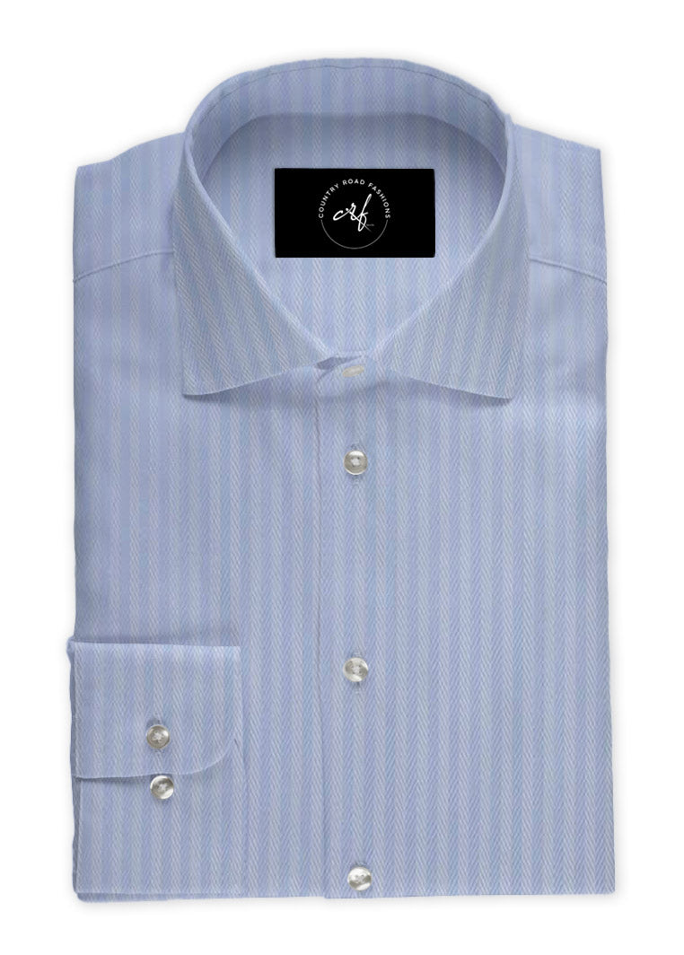Blue On Blue Herringbone Shirt