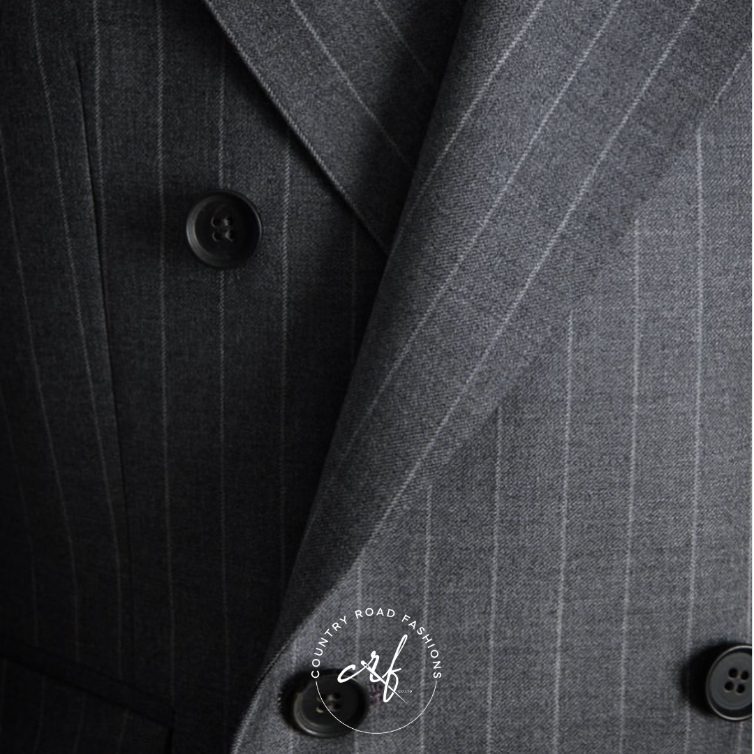 Double Breasted Grey Chalk Stripe Suit (Custom-Made)