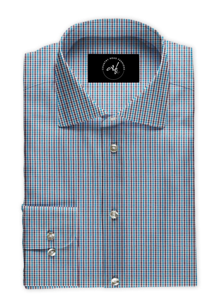 Mini Aqua &amp; Brown Check Shirt