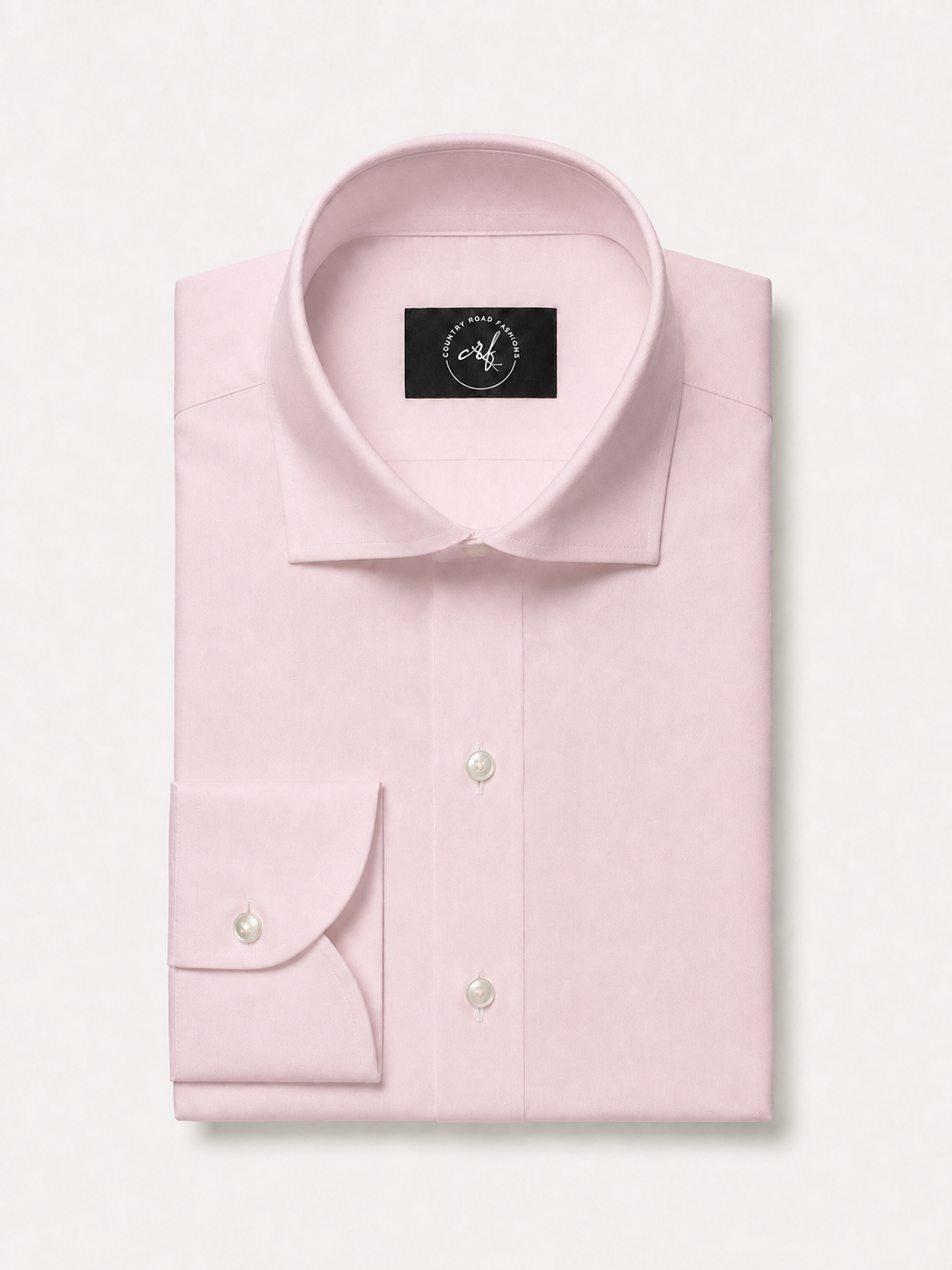 Blush pink solid non-iron cotton shirt, folded
