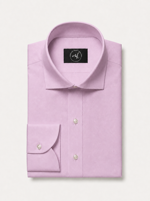 Pink solid non-iron cotton shirt, folded