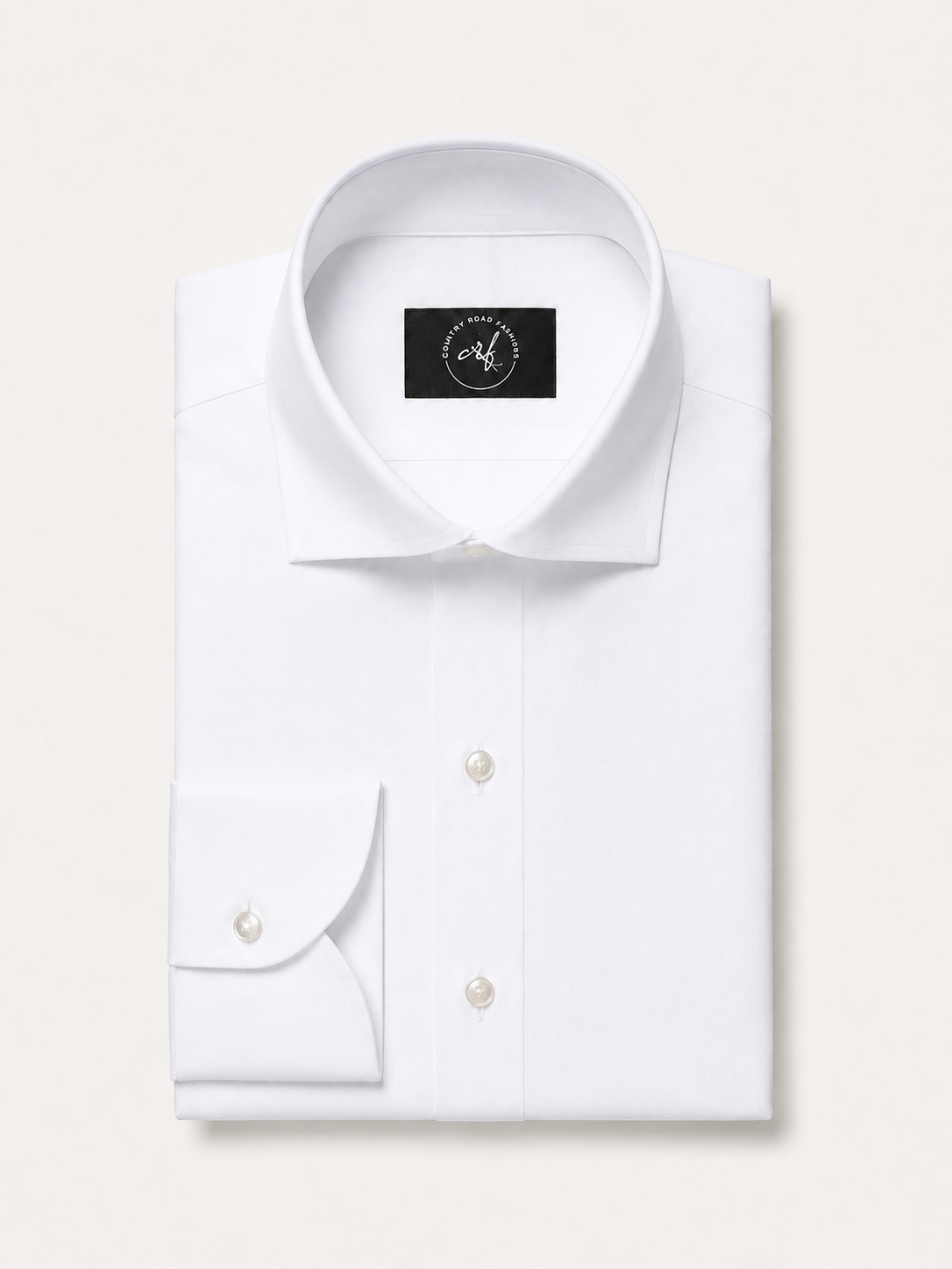 Bright white solid non-iron cotton shirt, folded
