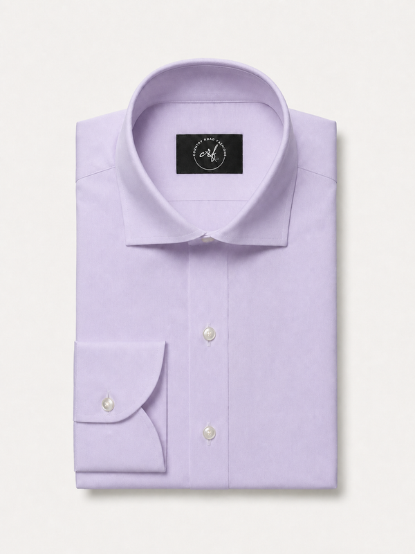 Lilac solid non-iron cotton shirt, folded