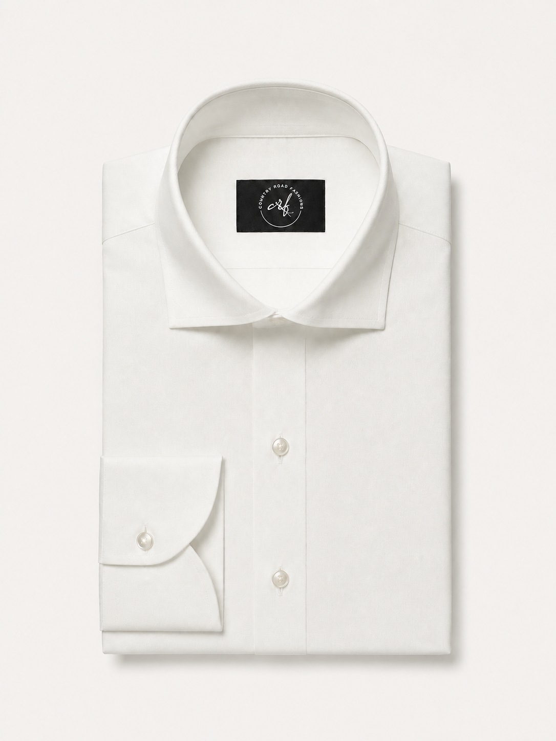 Ivory solid non-iron cotton shirt, folded