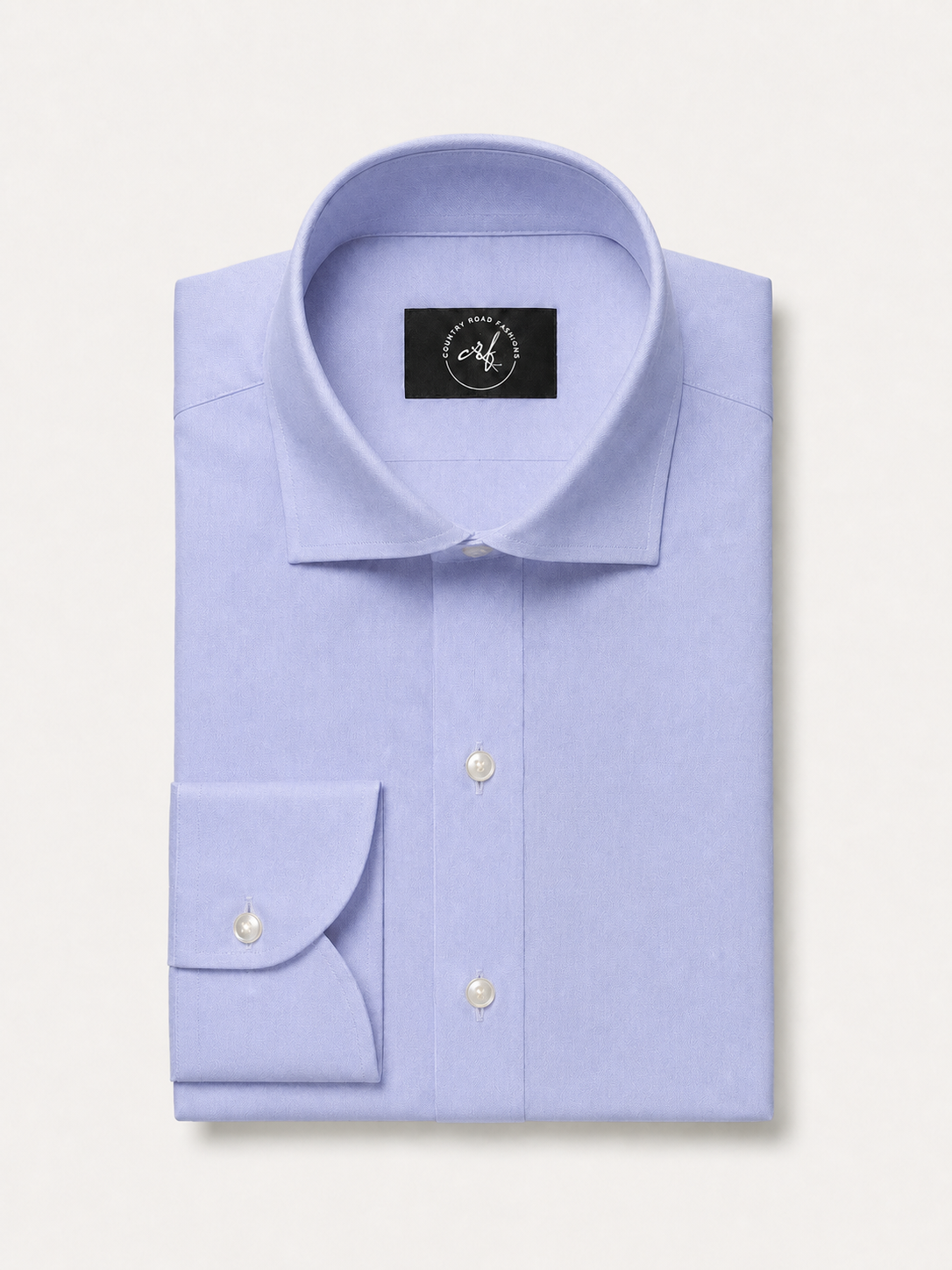 Periwinkle solid non-iron cotton shirt, folded