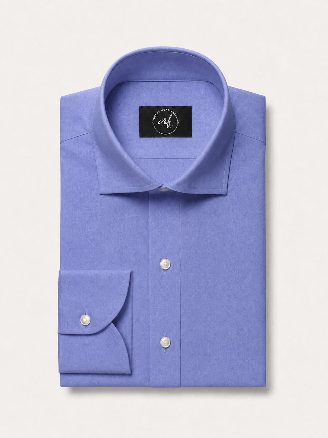 Blue violet solid non-iron cotton shirt, folded