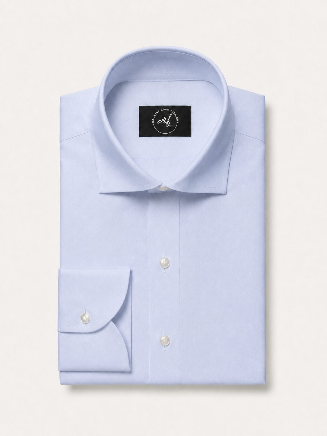 Cornflower blue solid non-iron cotton shirt, folded