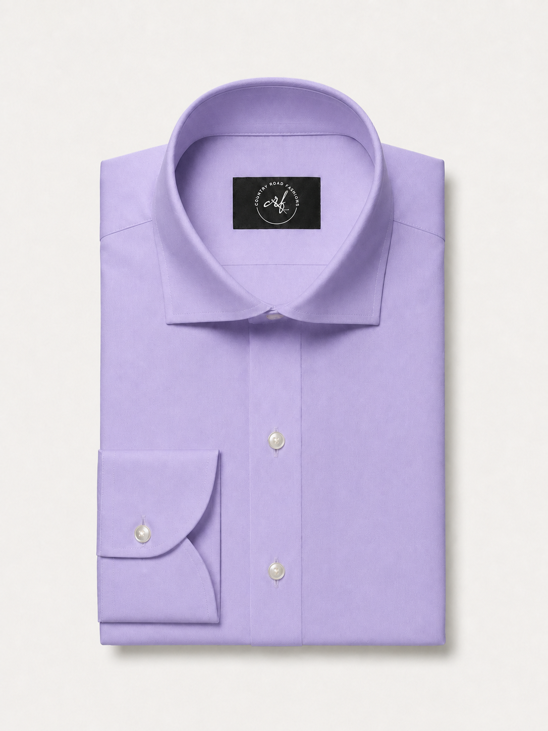Light purple solid non-iron cotton shirt, folded