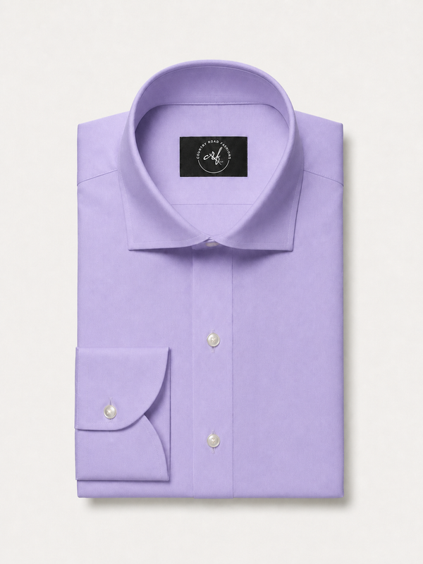 Light purple solid non-iron cotton shirt, folded