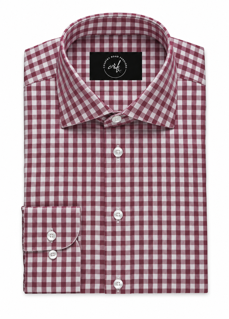 Dark Maroon Check Shirt