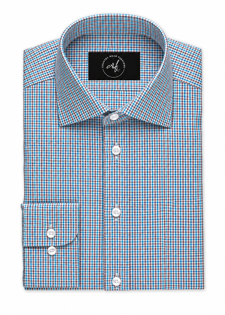 Mini Aqua & Brown Check Shirt