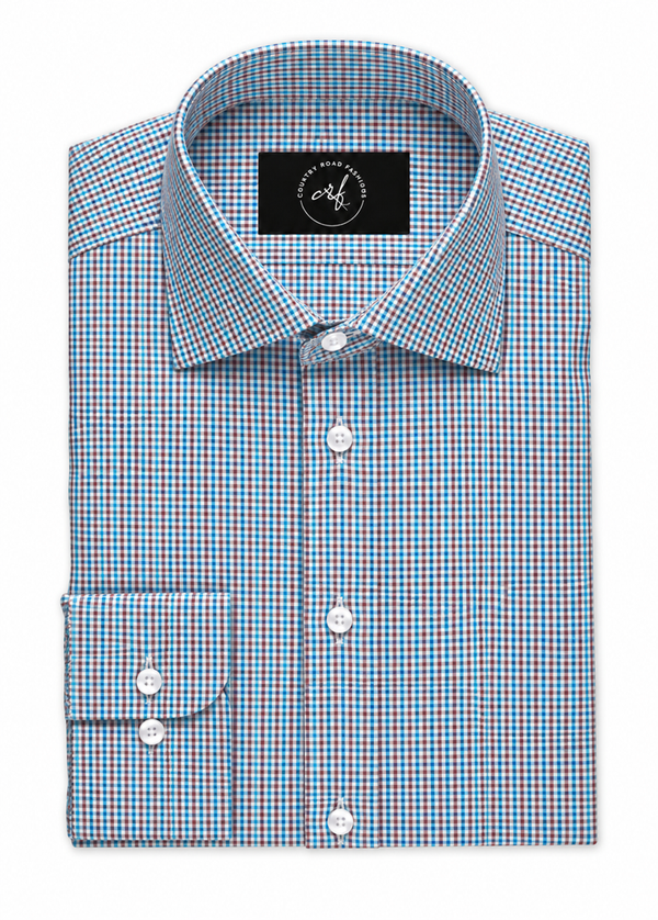 Mini Aqua & Brown Check Shirt