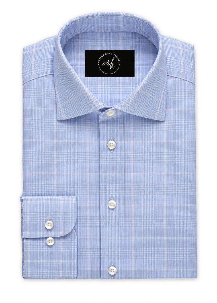 Light Blue Windowpane Check Shirt