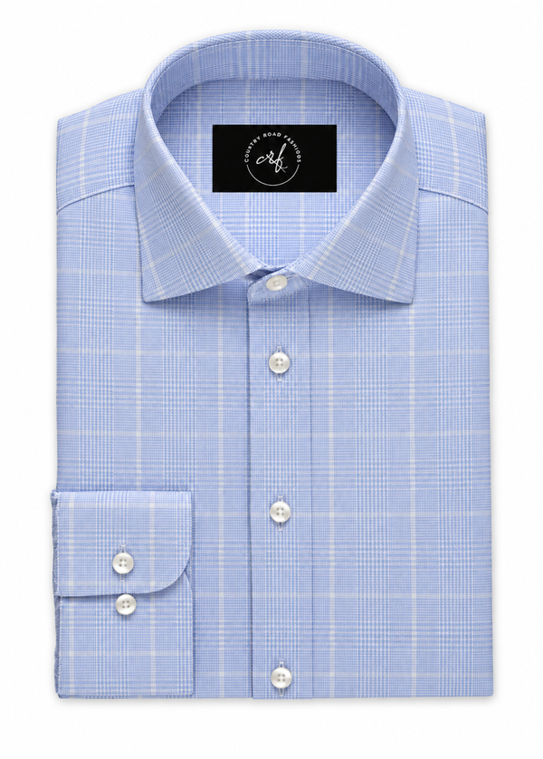 Light Blue Windowpane Check Shirt