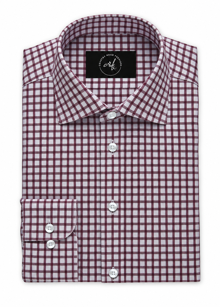 Burgundy Shephered's Check Shirt