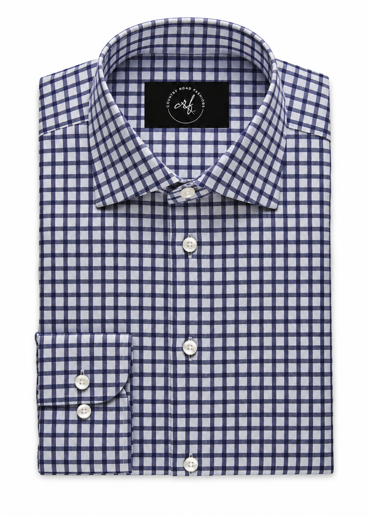 Dark Navy Shephered's Check Shirt