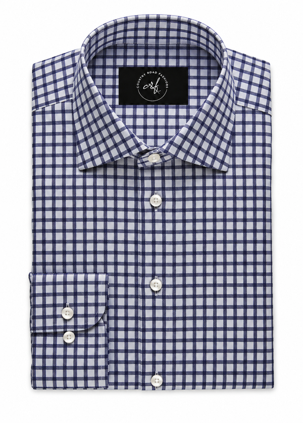 Dark Navy Shephered's Check Shirt
