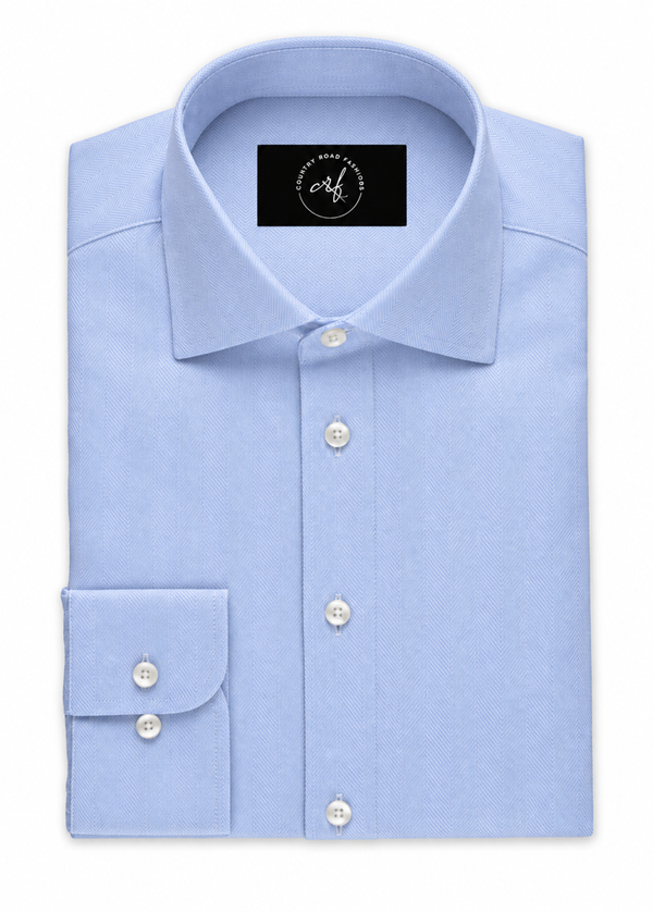 Sky Blue Herringbone Shirt