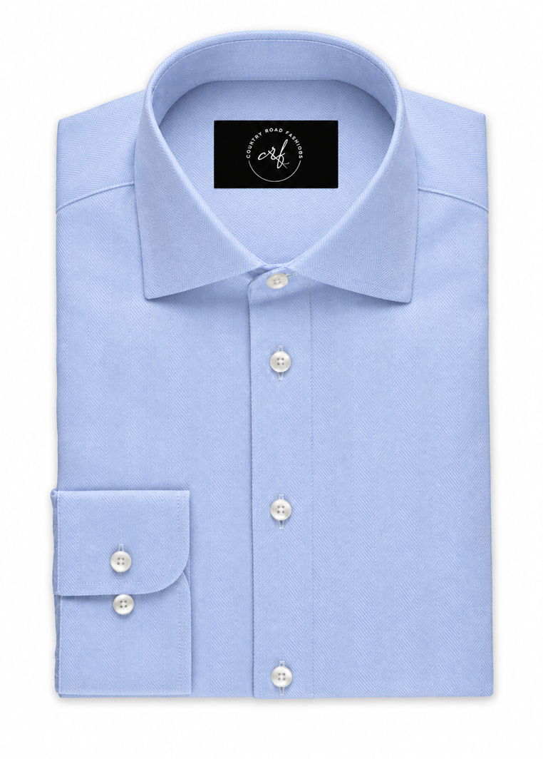 Sky Blue Herringbone Shirt