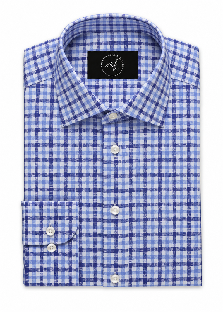 Light &amp; Dark Blue Gingham Check Shirt