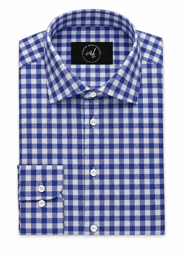 Navy Blue Large Gingham Check Shirt