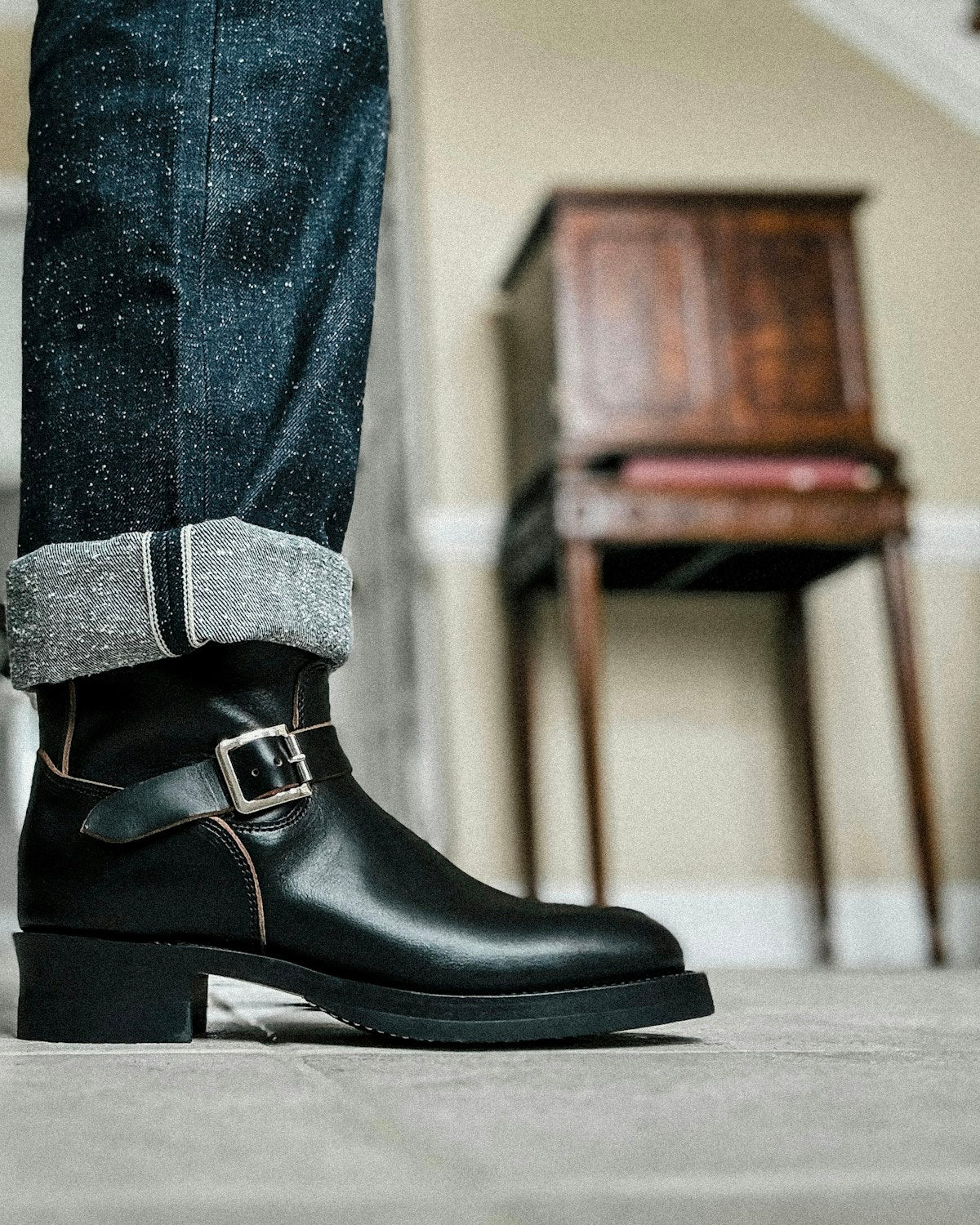Turned-up dark denim